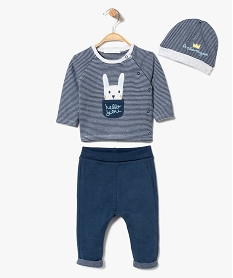 GEMO Ensemble 3 pièces : pantalon sweat et bonnet dore