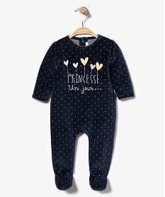 GEMO Pyjama dors-bien bébé fille à pois et broderies pailletées Bleu