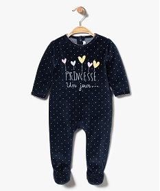 GEMO Pyjama dors-bien bébé fille à pois et broderies pailletées bleu standard