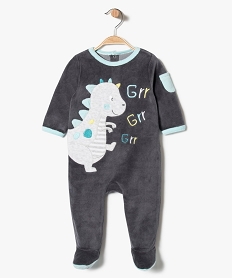 GEMO Pyjama bébé garçon en velours motif dinosaure Gris