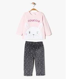 GEMO Pyjama 2 pièces en velours motif lapin sans pieds Multicolore