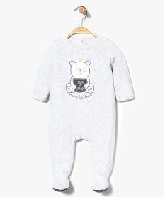 GEMO Pyjama dors-bien en velours ras motif ourson Gris