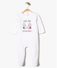 GEMO Pyjama bébé fille en velours à détails fluo Blanc