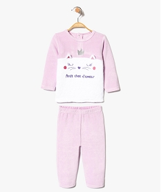 GEMO Pyjama 2 pièces en velours sans pied Multicolore