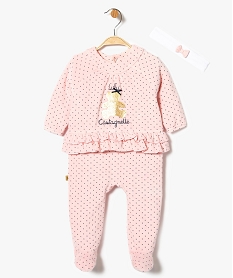 pyjama dors-bien a pois et volants a la taille avec bandeau pour les cheveux - lulu castagnette blanc7867401_1