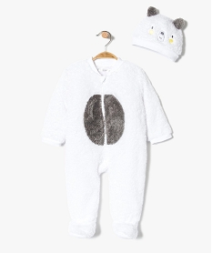 GEMO Ensemble 2 pièces : pyjama dors bien et bonnet ourson Blanc