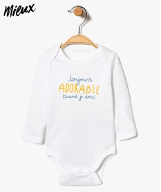 GEMO Body imprimé à manches longues en coton bio blanc standard