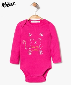 GEMO Body à manches longues imprimé girly en coton BIO rose vif
