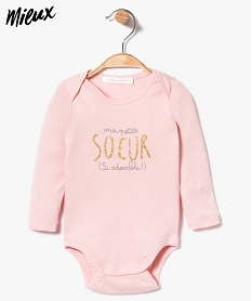 GEMO Body à manches longues imprimé girly en coton BIO rose chine