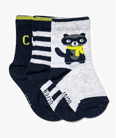 chaussettes tricolores theme raton laveur - lot de 3 imprime chaussettes7872501_1