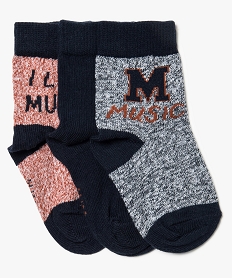 GEMO Lot de 3 paires de chaussettes thème musique Orange