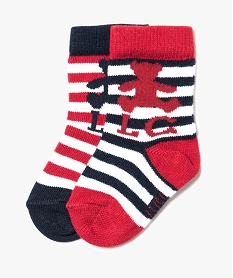 GEMO Lot de 2 paires de chaussettes tricolores - Lulu Castagnette Rouge