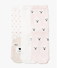 GEMO Lot de 3 paires de chaussettes assorties rose standard