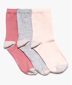 GEMO Chaussettes fille avec pointe et talon pailletés (lot de 3) Rose