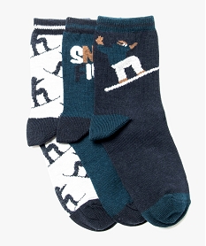 lot de 3 paires de chaussettes motif snowboard bleu7877301_1