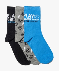 GEMO Chaussettes imprimé football américain garçon (lot de 3) Bleu