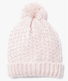 bonnet en maille fantaisie avec pompon rose7883001_1