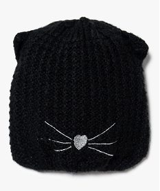 bonnet tricote avec motif chat noir7883801_1