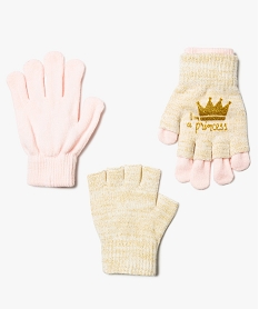 GEMO Paire de gants deux en un avec mitaines Im a princess Blanc