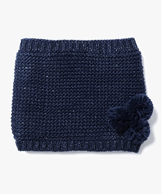 snood en grosse maille avec fil paillete et pompons bleu7885201_1