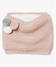 GEMO Snood en grosse maille avec fil pailleté et pompons Rose