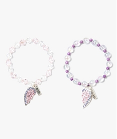 GEMO Lot de 2 bracelets en perles translucides Multicolore