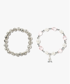 GEMO Lot de 2 bracelets en perles élastiqués Gris