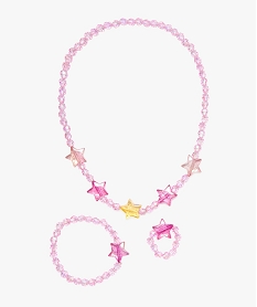 GEMO Parure de bijoux fille 3 pièces : collier + bracelet + bague en perles Multicolore
