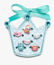 coffret de 6 bagues pou fille a motifs animaux multicolore7888101_1