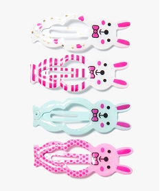 GEMO Lot de 4 barrettes avec tête de lapin fille Multicolore