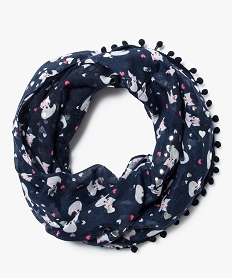 GEMO Foulard snood fluide motif renard Bleu