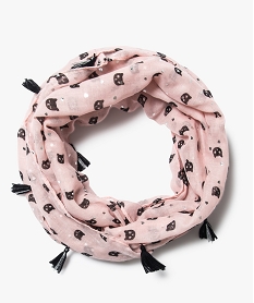 GEMO Snood multiposition en voile motif chats Rose