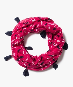 GEMO Snood multiposition motifs plumes et pois argentés Rose