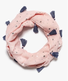 GEMO Foulard snood motif étoiles et pompons Rose