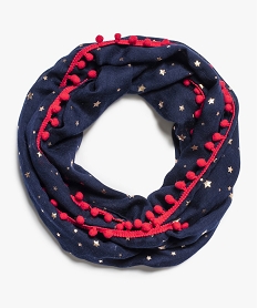 GEMO Foulard snood motif étoiles et pompons Bleu