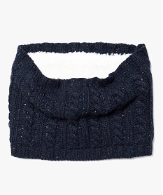 snood tricote avec torsades et doublure polaire bleu7894401_1