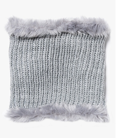 GEMO Écharpe fille forme snood en grosse maille à doublure chaude Gris