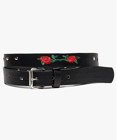 GEMO Ceinture à clous et brodée de fleurs Noir