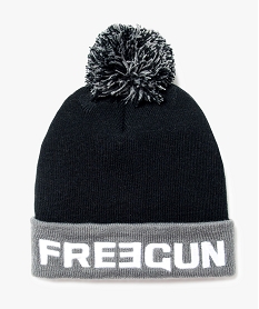 GEMO Bonnet bicolore avec pompon - Freegun Noir