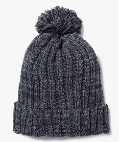 GEMO Bonnet en maille côtelée avec pompon pour homme Gris