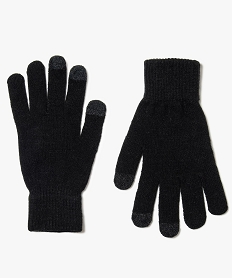 GEMO Gants en maille pour homme compatibles écrans tactiles Noir