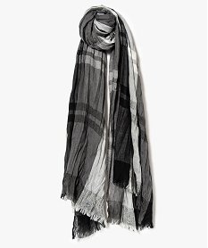 GEMO Foulard chèche homme à carreaux gris Noir