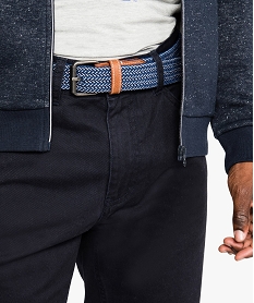 GEMO Ceinture tressée pour homme avec détails imitation cuir Bleu