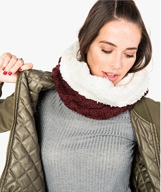 GEMO Echarpe snood en maille torsadée et polaire pour femme Rouge