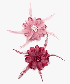 GEMO Lot de 2 barrettes fleurs Rose