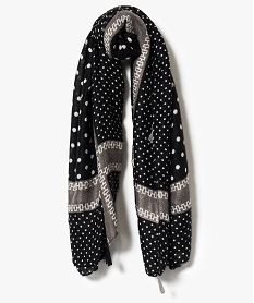 foulard motifs pois et chaine finitions pompons noir7911901_1