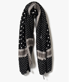 GEMO Foulard motifs pois et chaîne finitions pompons Noir