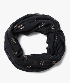 GEMO Foulard snood imprimé hirondelles Noir