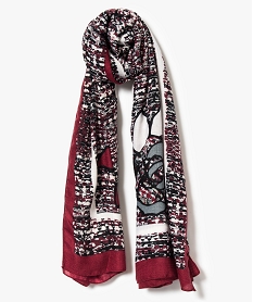 GEMO Foulard imprimé avec larges motifs fleuris Rouge