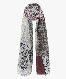 foulard femme multicolore avec motifs effet dentelle gris7914201_1